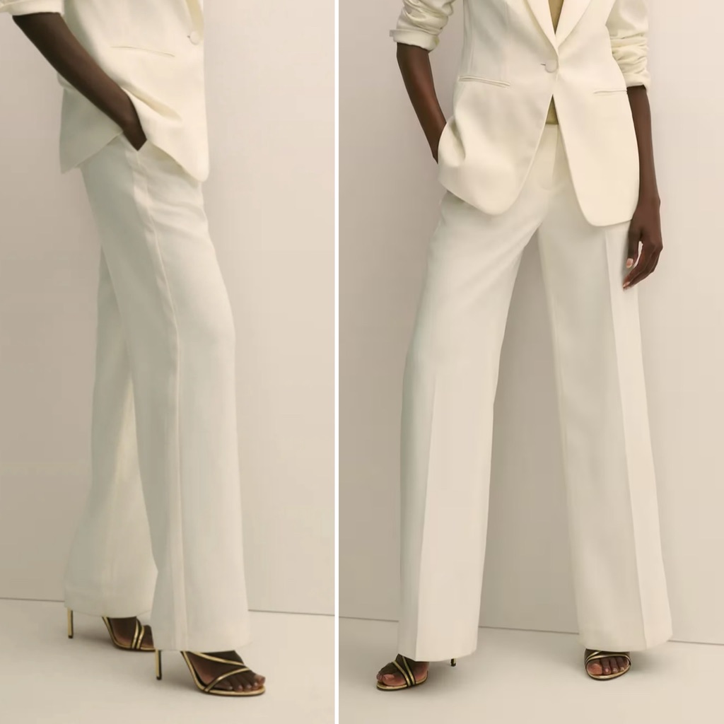 Trina Turk Tuxedo Wide Leg Pants Cream White | Sz 6